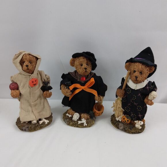 Unbranded Other - 3 Halloween Bears Witch Wizard Costume Figurine Resin Figure Decor Cute